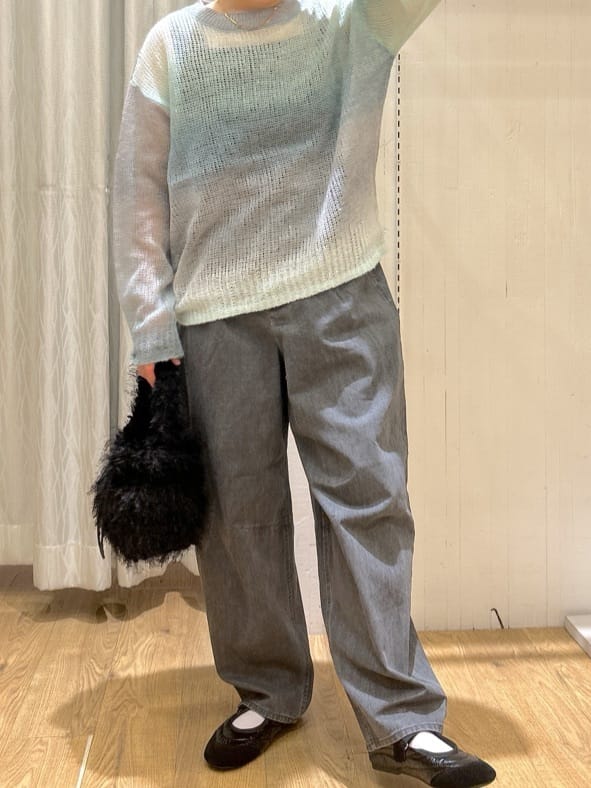 ga_riさんの「THE SHOP TK｜スペースダイ透かし編みニット」を使ったコーディネート