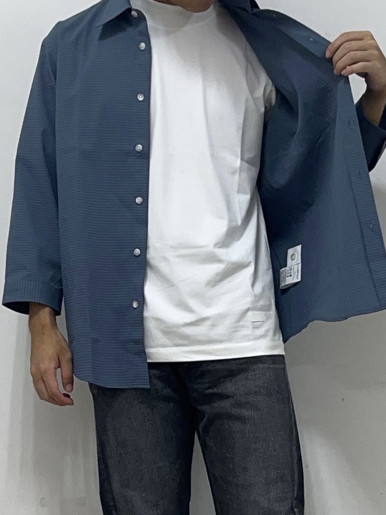 Hiroさんの「TAKEO KIKUCHI｜【COOL CITY WEAR】DotAir（R）サッカー シャツ」を使ったコーディネート