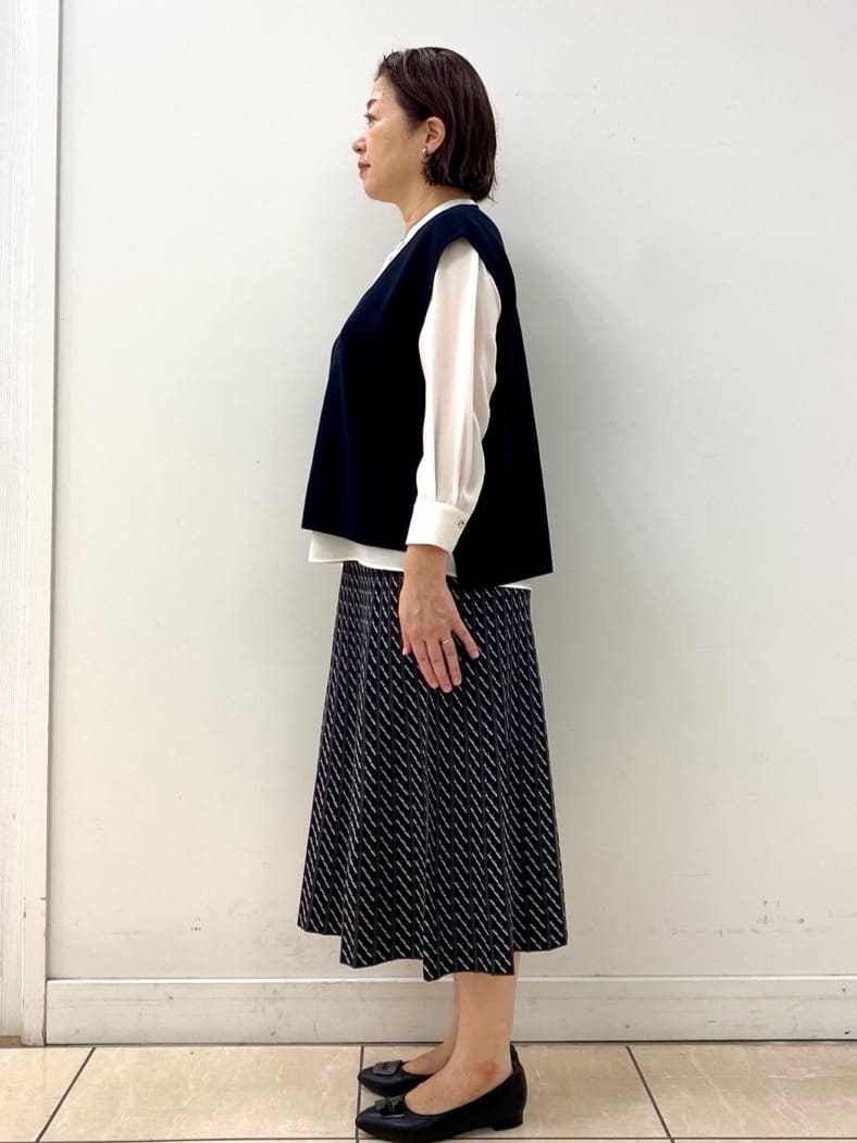 ksmさんの「Reflect｜【配色ボウタイ付き】八分袖ジョーゼットブラウス」を使ったコーディネート