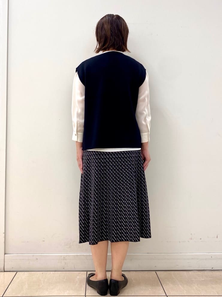 ksmさんの「Reflect｜【配色ボウタイ付き】八分袖ジョーゼットブラウス」を使ったコーディネート