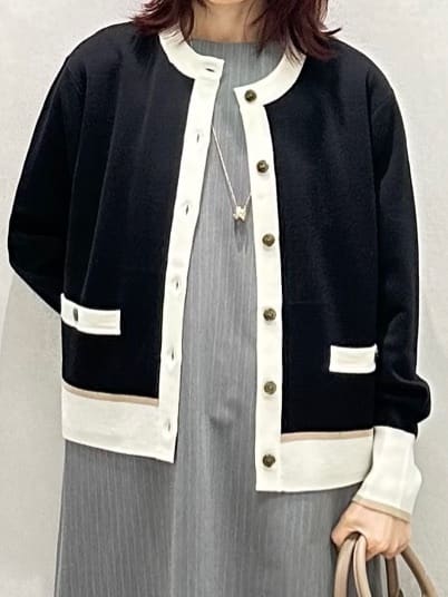 Miwaさんの「UNTITLED｜【洗える/ストレッチ性】スーツライク ストライプワンピース」を使ったコーディネート