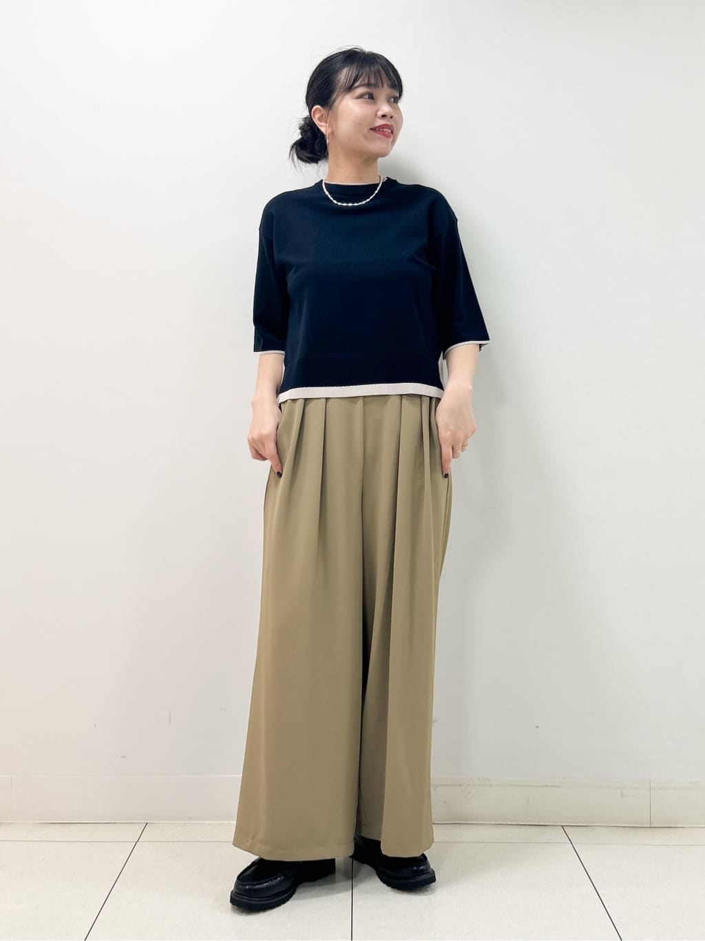 Kaiさんの「Dessin｜【洗える】バイカラーショート丈ニット」を使ったコーディネート