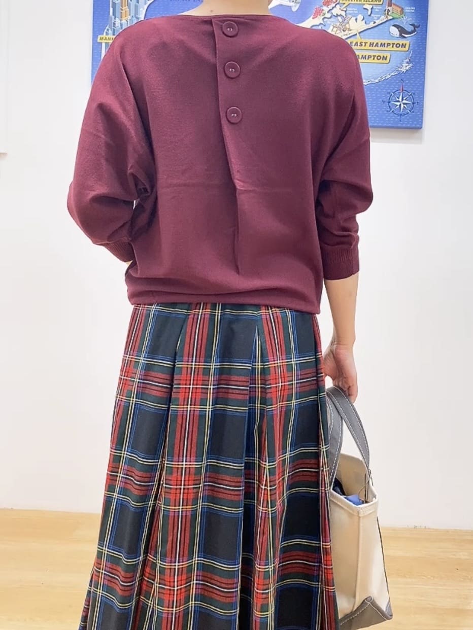 Hamaさんの「Dessin｜【洗える】後ろボタンニットプルオーバー七分袖」を使ったコーディネート