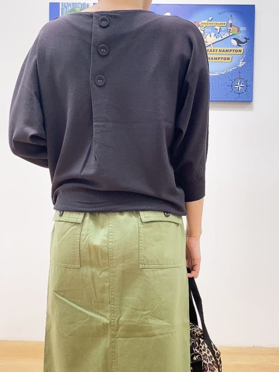 Hamaさんの「Dessin｜【洗える】後ろボタンニットプルオーバー七分袖」を使ったコーディネート