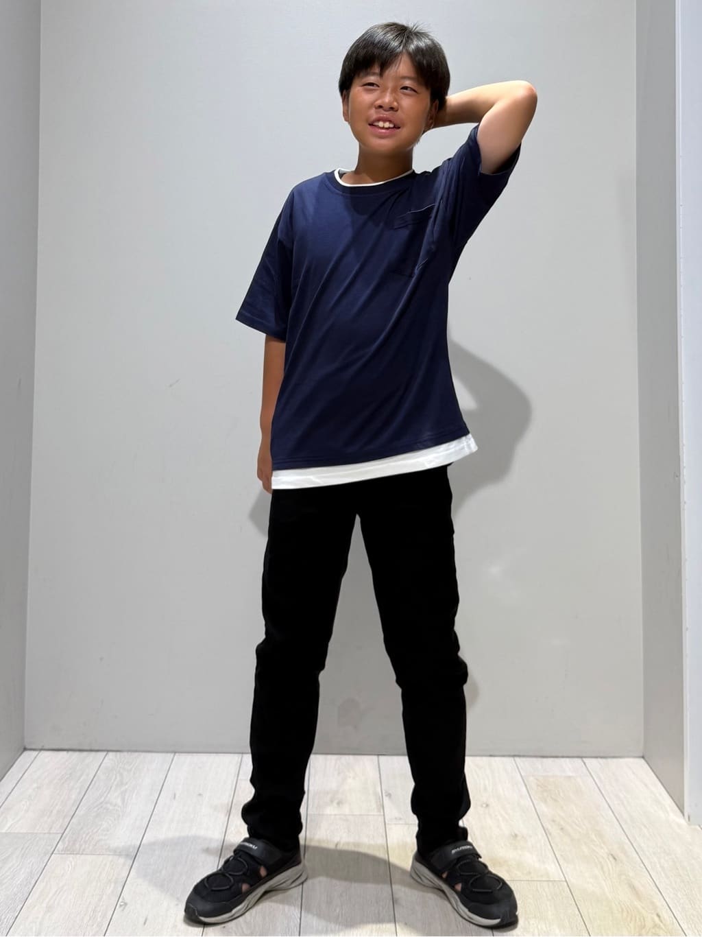 kuboさんの「THE SHOP TK｜【110－160】レイヤード風半袖Tシャツ/洗濯機OK」を使ったコーディネート