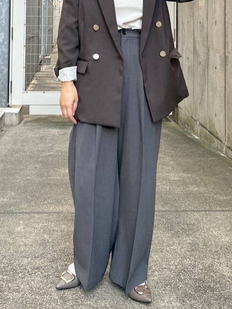ga_riさんの「THE SHOP TK｜【今羽織るなら】ダブルブレストジャケット【セットアップ可/洗える】」を使ったコーディネート