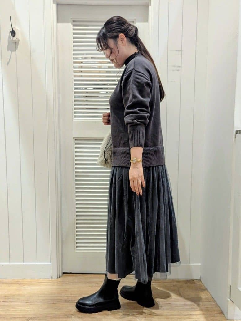 ayakaさんの「Dessin｜【洗える】ニットチュールドッキングワンピース」を使ったコーディネート