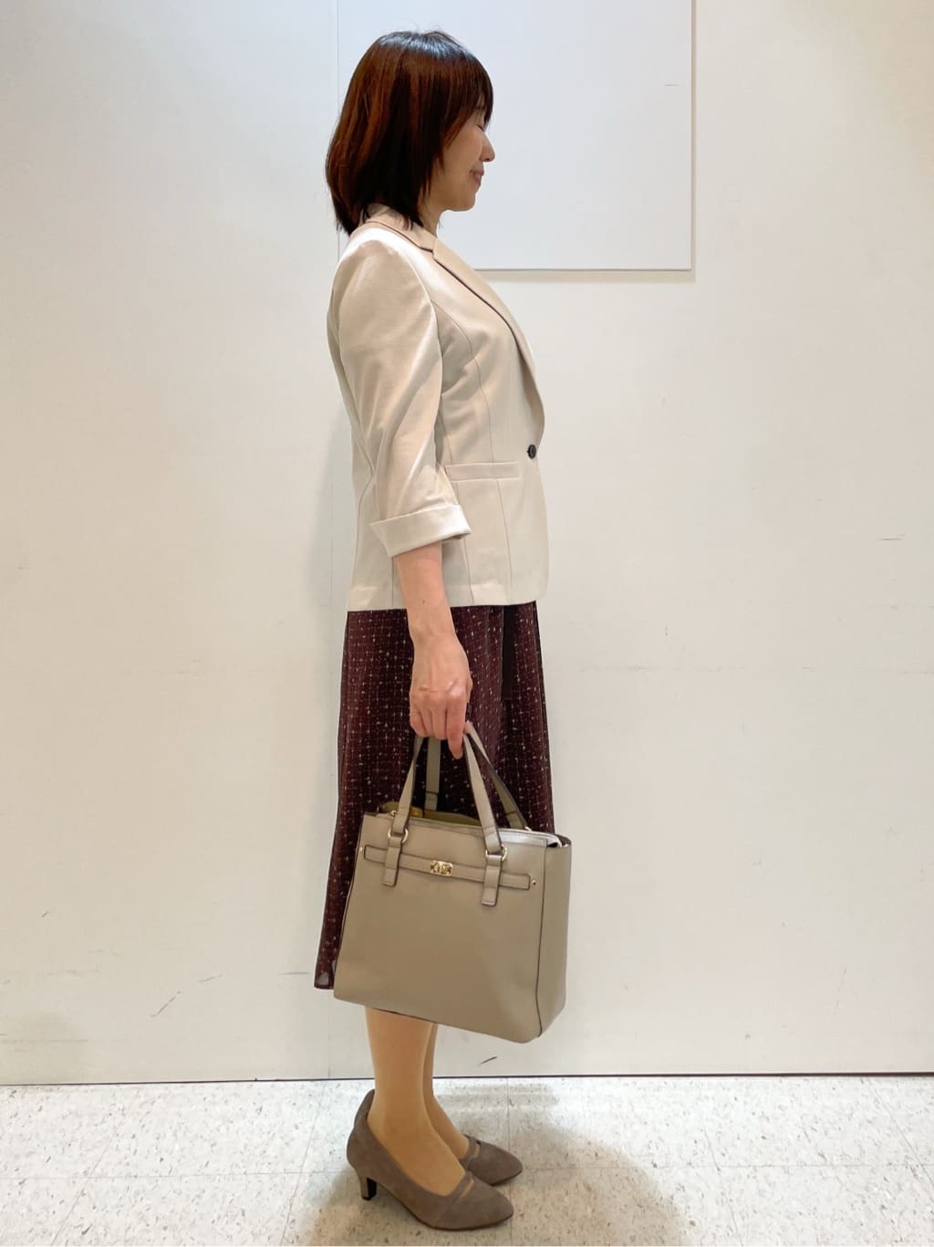 めいさんの「Reflect｜【WEB先行カラーあり／マシンウォッシュ可／ナローベルト付き】オフボディツイードチェックワンピース」を使ったコーディネート