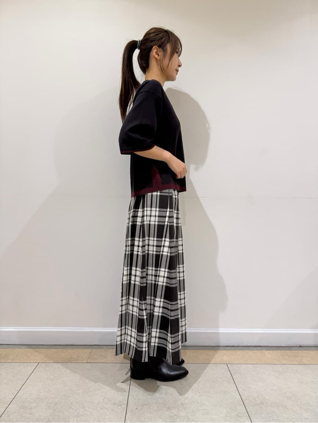 haruさんの「Dessin｜【洗える】バイカラーショート丈ニット」を使ったコーディネート