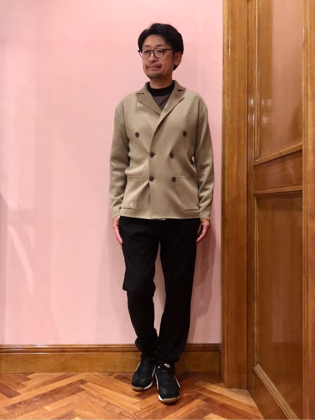 OKJさんの「DRESSTERIOR｜ダブルブレスト ニットジャケット」を使ったコーディネート