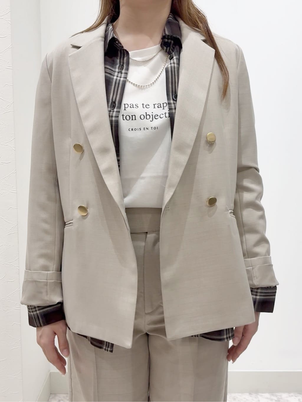 しかっちさんの「grove｜【カセット服】ダブルブレストテーラードジャケット」を使ったコーディネート