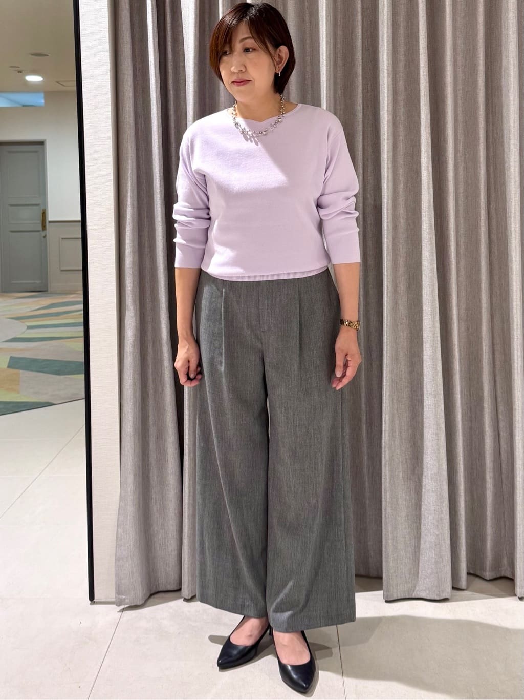 Satさんの「COUP DE CHANCE｜【すっきりシルエット】ワイドクロップドパンツ」を使ったコーディネート