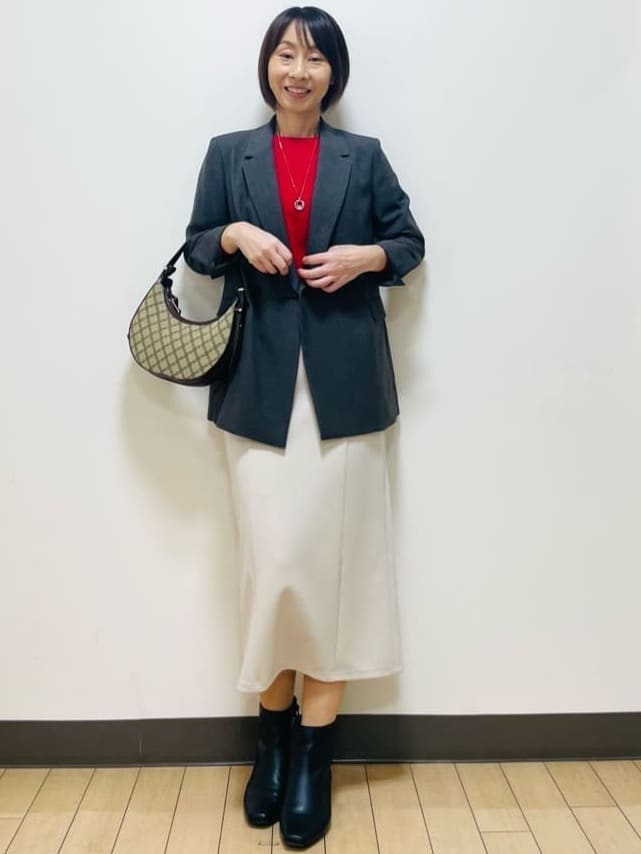 Riiさんの「Reflect｜【選べる6色／長く着られる◎】ボートネックニット」を使ったコーディネート