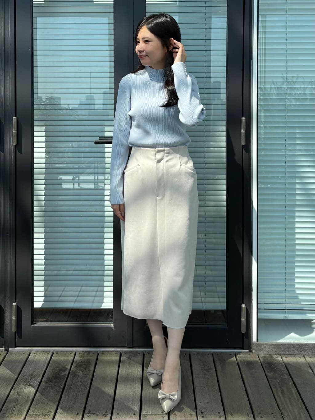 AOIさんの「Couture brooch｜【多機能・フェミニン】パール調リブニット」を使ったコーディネート
