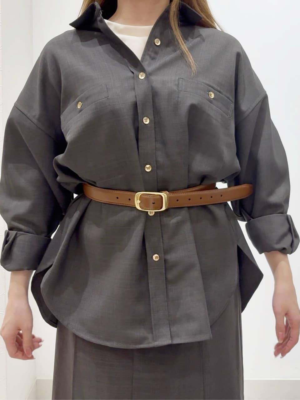 しかっちさんの「grove｜【カセット服/選べる着丈】洗濯機で洗えるオーバーシャツ」を使ったコーディネート