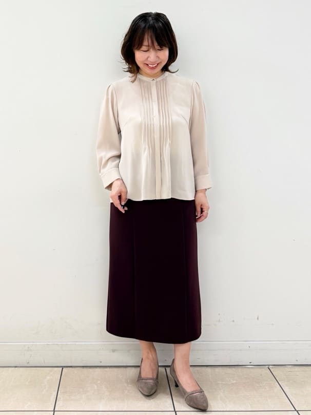 KIKIさんの「Reflect｜【配色ボウタイ付き】八分袖ジョーゼットブラウス」を使ったコーディネート