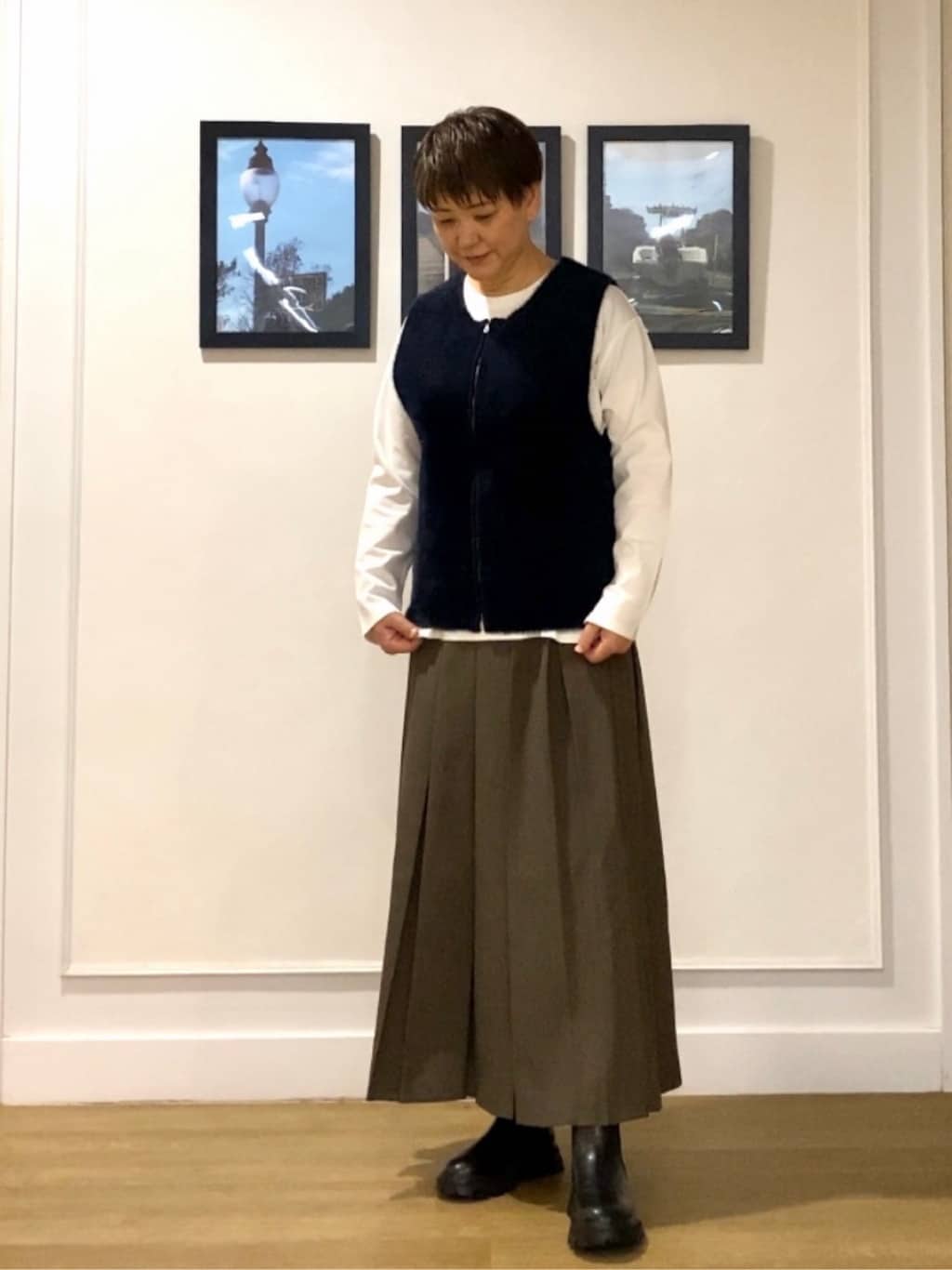 Hiroさんの「Dessin｜【洗える】ファーヤーンジップジレ」を使ったコーディネート