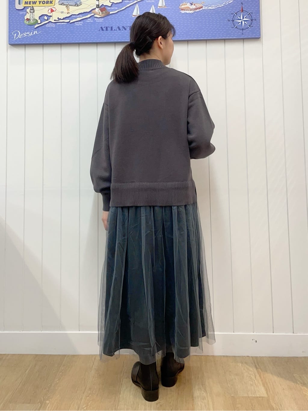 Mayaさんの「Dessin｜【洗える】ニットチュールドッキングワンピース」を使ったコーディネート