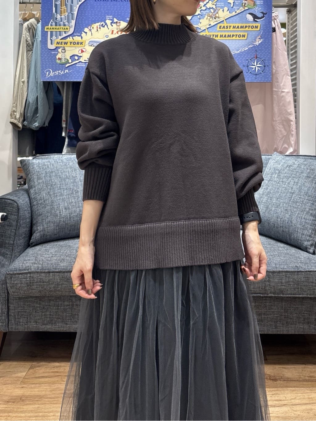 risaさんの「Dessin｜【洗える】ニットチュールドッキングワンピース」を使ったコーディネート