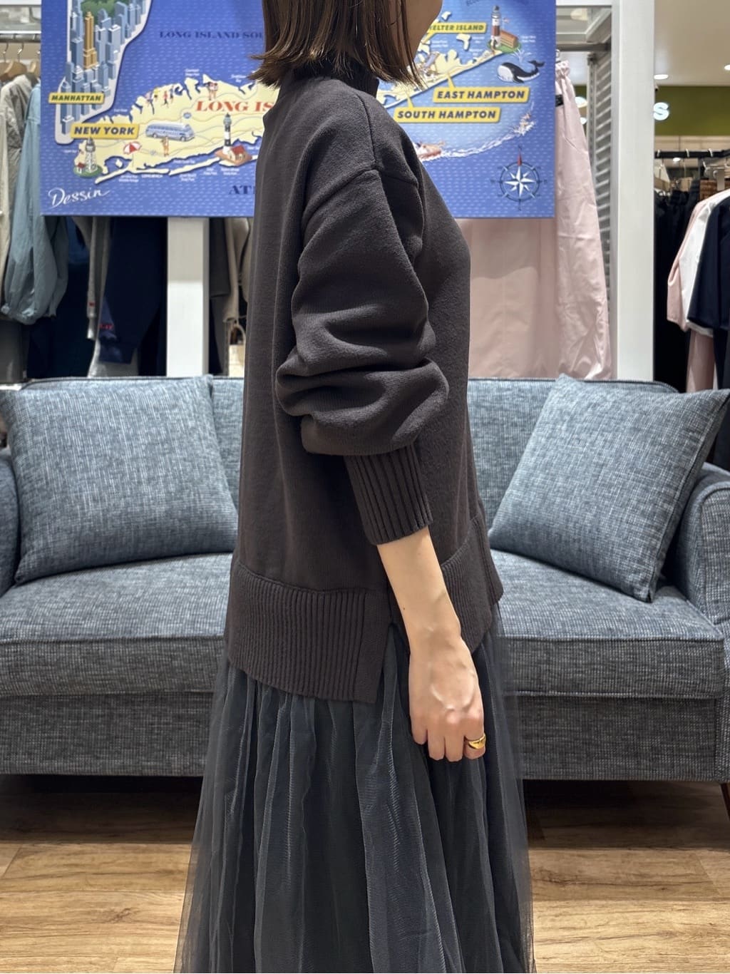 risaさんの「Dessin｜【洗える】ニットチュールドッキングワンピース」を使ったコーディネート