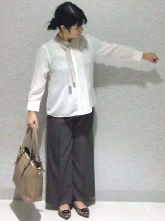 sakoさんの「Reflect｜【配色ボウタイ付き】八分袖ジョーゼットブラウス」を使ったコーディネート