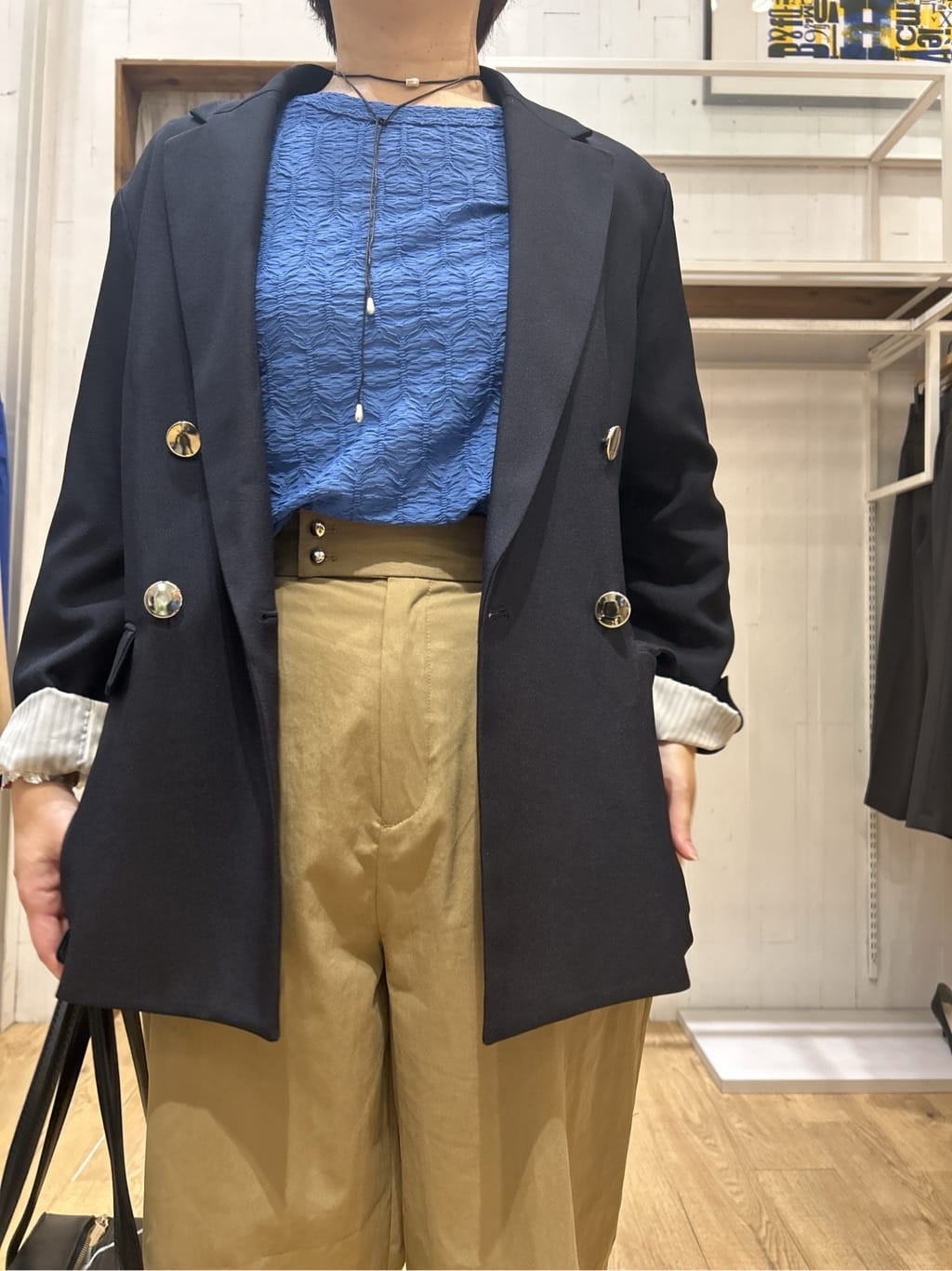 ga_riさんの「THE SHOP TK｜【今羽織るなら】ダブルブレストジャケット【セットアップ可/洗える】」を使ったコーディネート