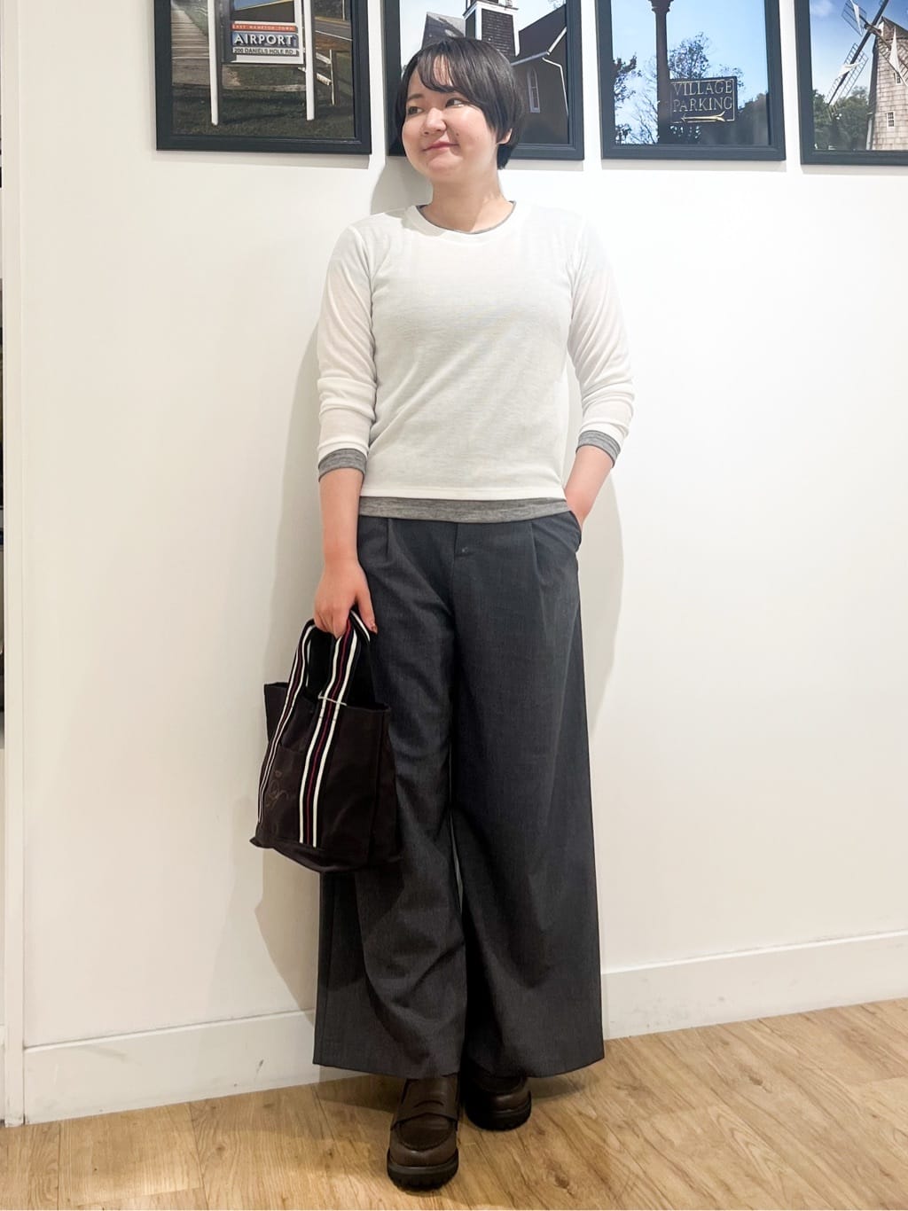 Asukaさんの「Dessin｜【セットアップ可・洗える】ハイウエストタックパンツ」を使ったコーディネート