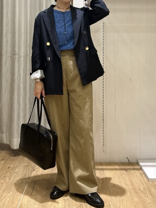 ga_riさんの「THE SHOP TK｜【今羽織るなら】ダブルブレストジャケット【セットアップ可/洗える】」を使ったコーディネート