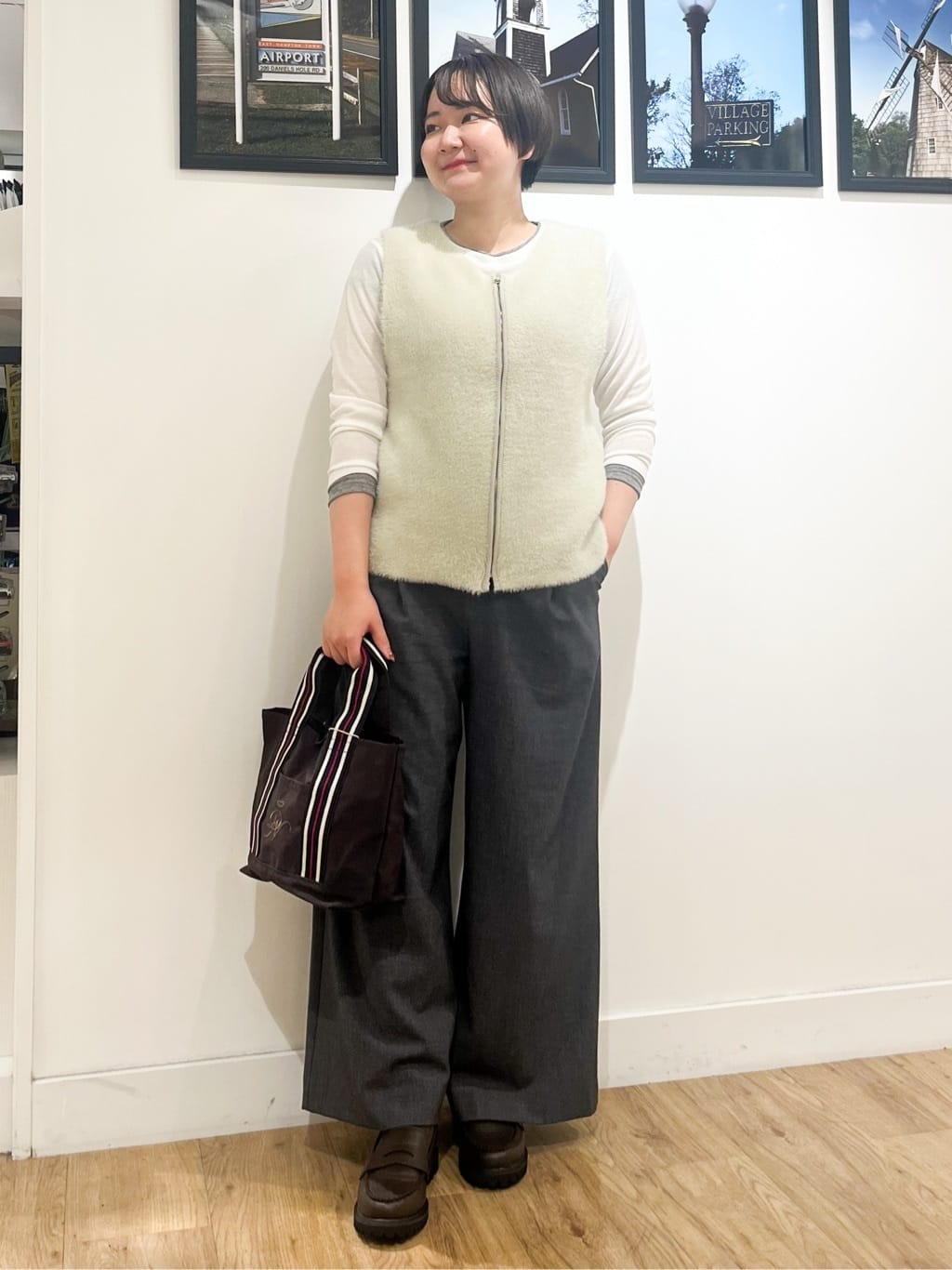 Asukaさんの「Dessin｜【セットアップ可・洗える】ハイウエストタックパンツ」を使ったコーディネート
