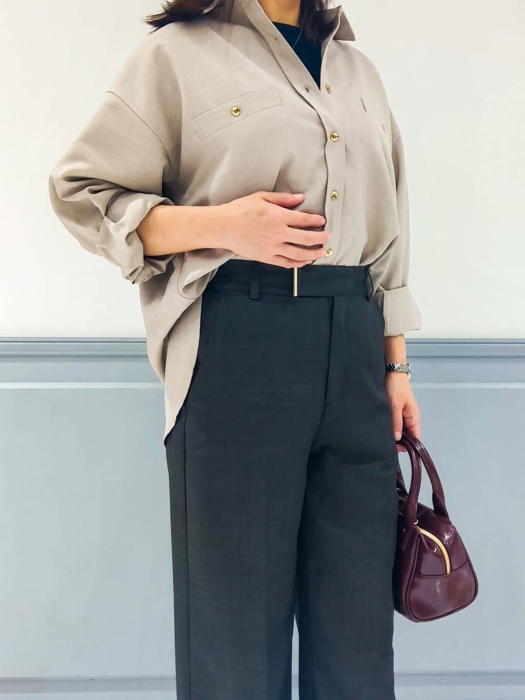 なっちゃんさんの「grove｜【カセット服】洗えるストレートワイドパンツ」を使ったコーディネート