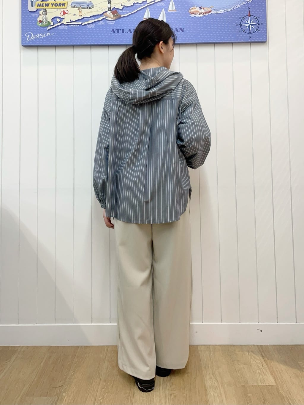 Mayaさんの「Dessin｜【洗える】ストライプフードブラウス」を使ったコーディネート