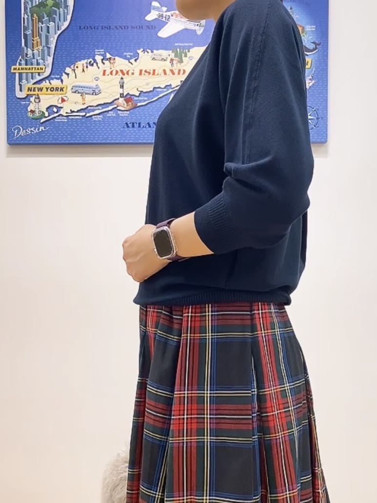 Hamaさんの「Dessin｜【洗える】後ろボタンニットプルオーバー七分袖」を使ったコーディネート