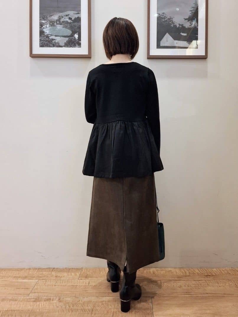 まあるさんの「SHOO･LA･RUE｜【洗濯機可/S-LL/体型カバー】異素材きりかえ Aラインニット」を使ったコーディネート