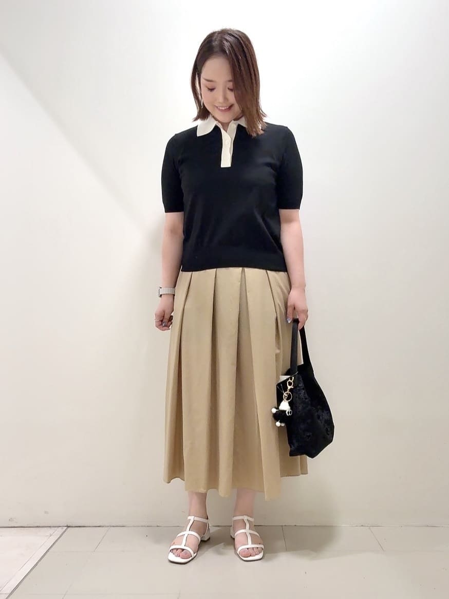 YUIさんの「UNTITLED｜【トレンド/きれいめ】5分袖ポロニット」を使ったコーディネート