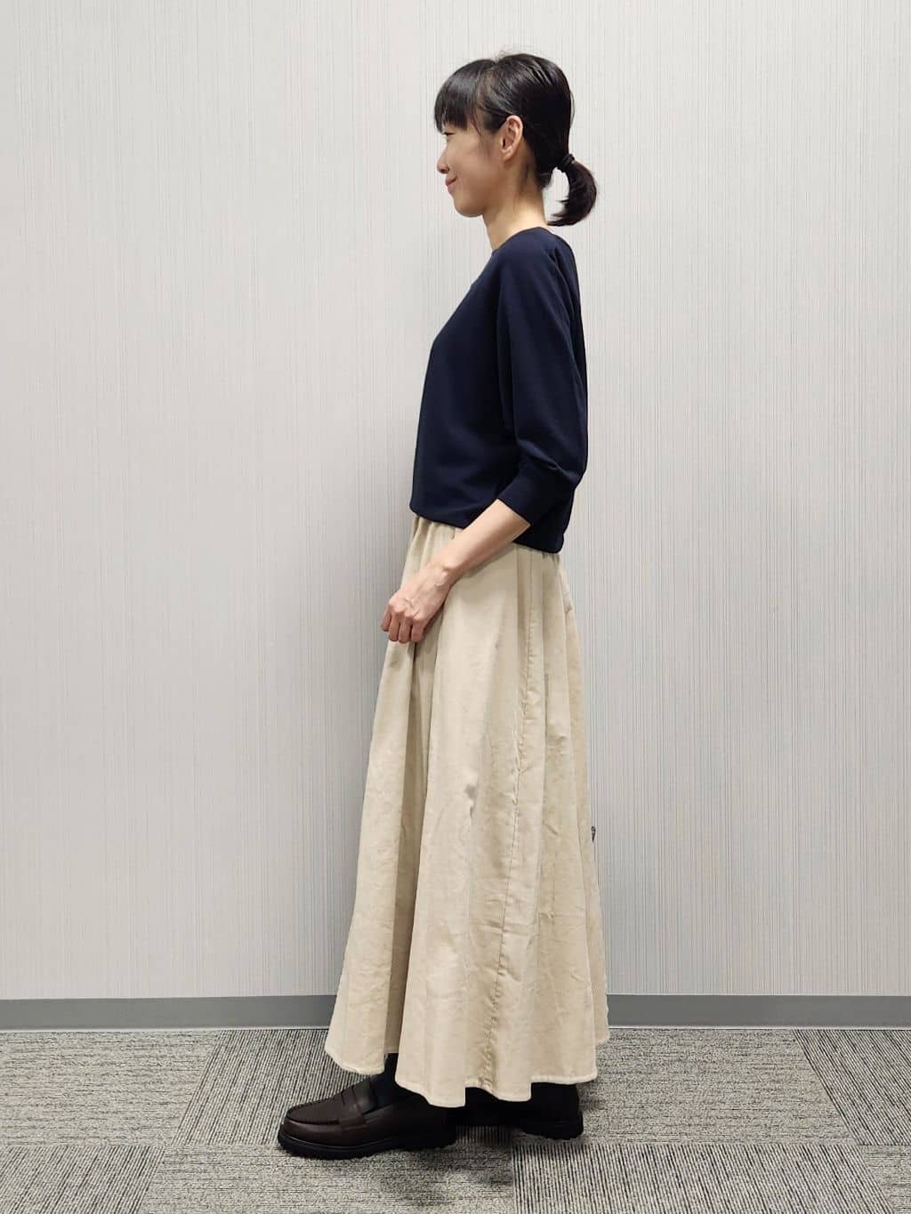 naraさんの「Dessin｜【洗える】後ろボタンニットプルオーバー七分袖」を使ったコーディネート