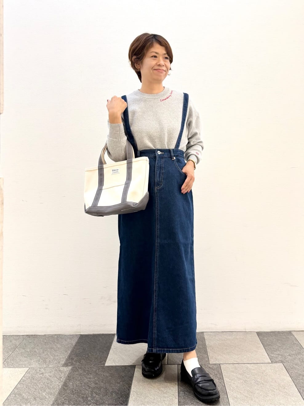 Haruさんの「Dessin｜【洗える】刺繍入りジャカードニット」を使ったコーディネート