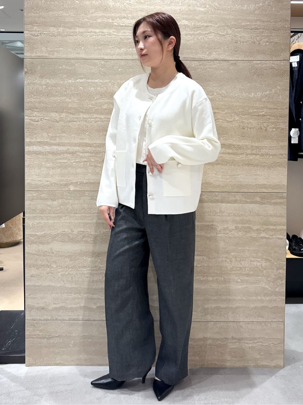 ふうかさんの「index｜ベルト付き2タックワイドパンツ【洗濯機OK／ストレッチ／防シワ／イージーアイロン】」を使ったコーディネート