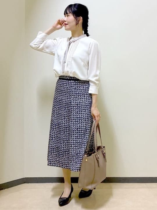  beni_gingerさんの「Reflect｜【配色ボウタイ付き】八分袖ジョーゼットブラウス」を使ったコーディネート