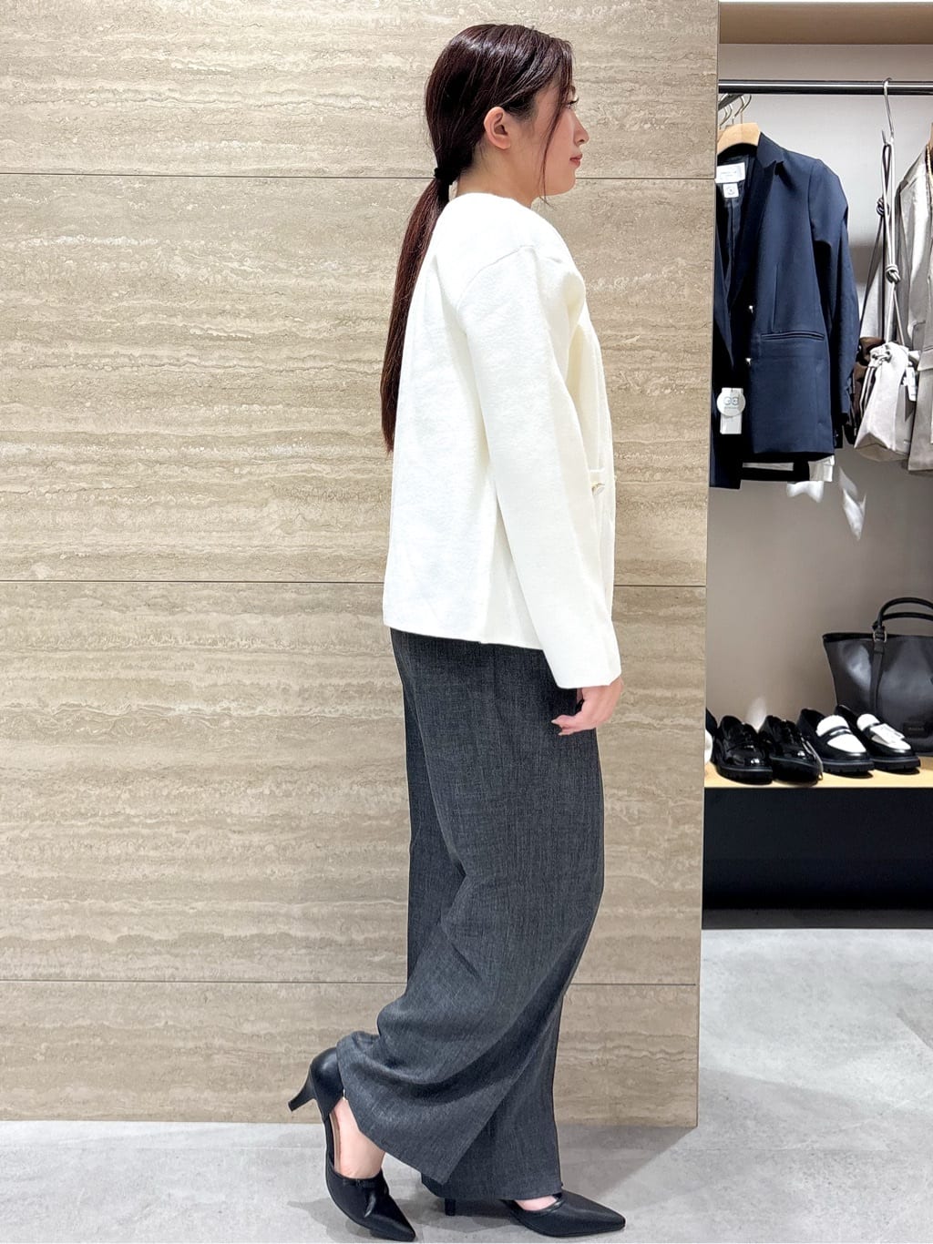 ふうかさんの「index｜ベルト付き2タックワイドパンツ【洗濯機OK／ストレッチ／防シワ／イージーアイロン】」を使ったコーディネート