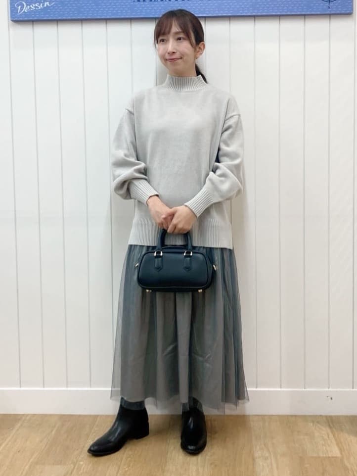 yoshiさんの「Dessin｜【洗える】ニットチュールドッキングワンピース」を使ったコーディネート