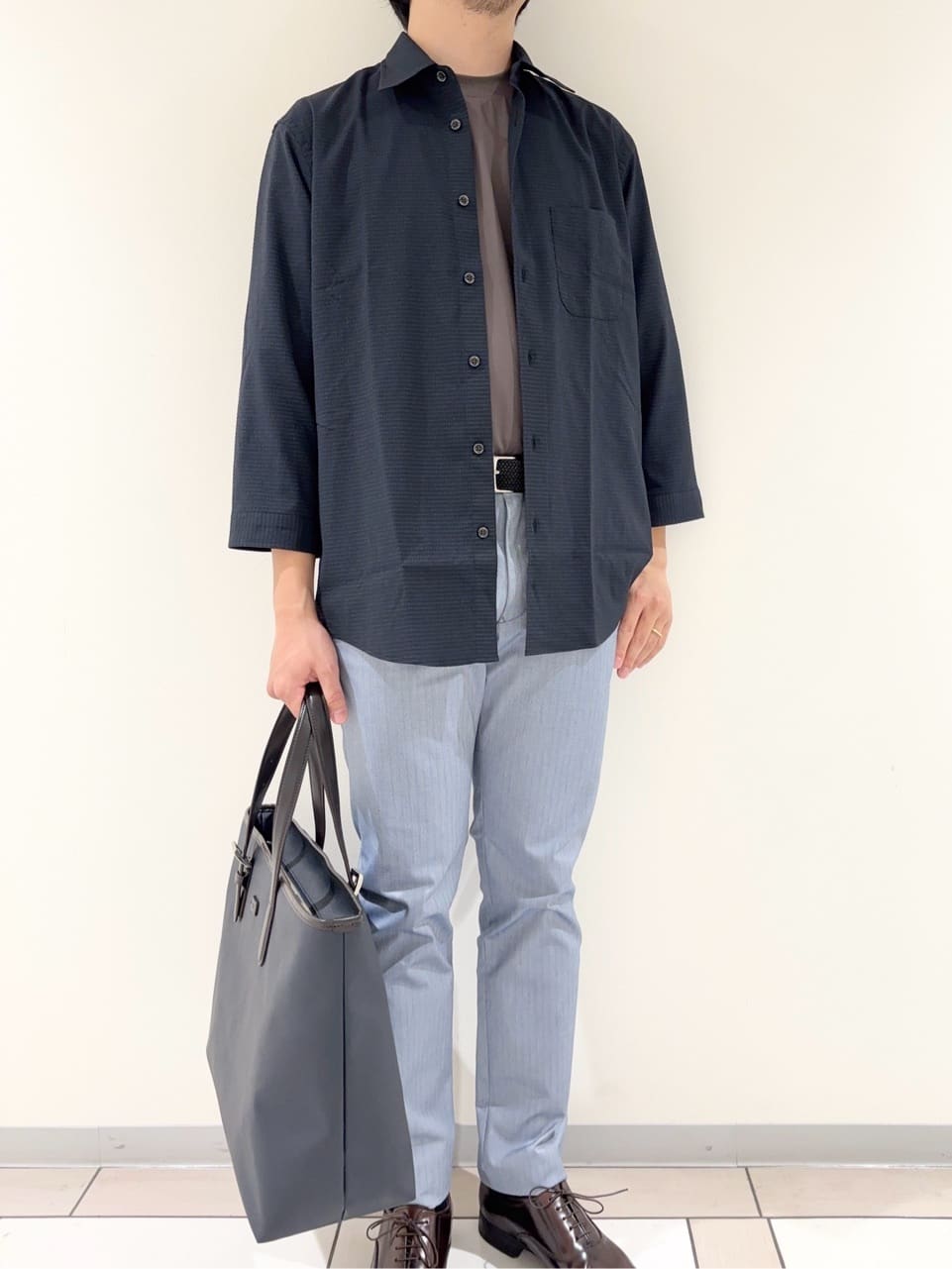 及川さんの「TAKEO KIKUCHI｜【COOL CITY WEAR】DotAir（R）サッカー シャツ」を使ったコーディネート