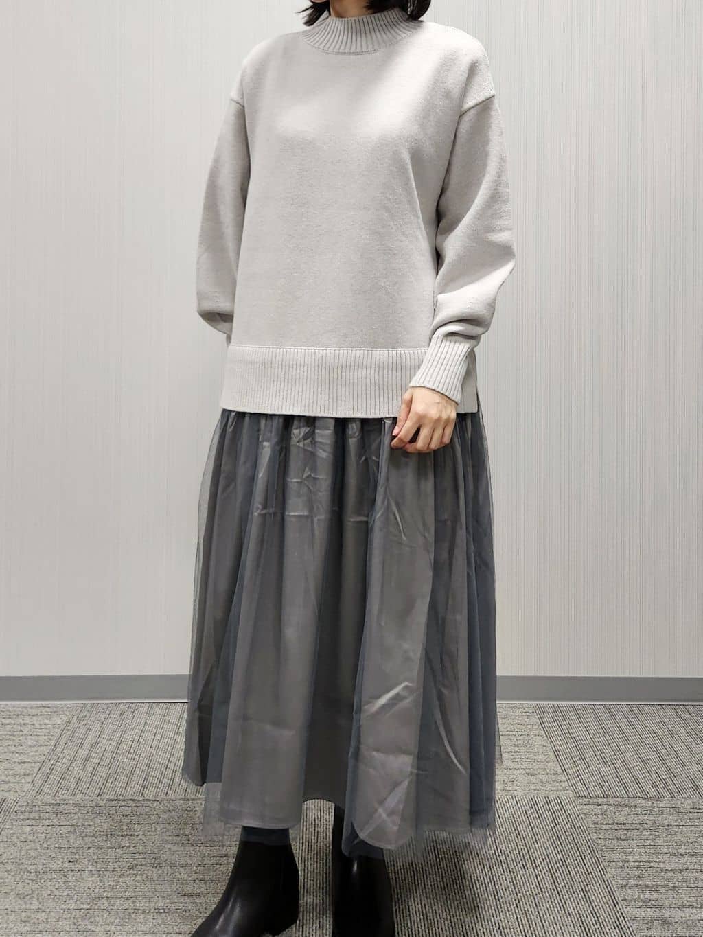 naraさんの「Dessin｜【洗える】ニットチュールドッキングワンピース」を使ったコーディネート