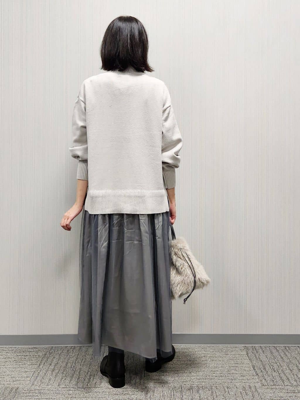 naraさんの「Dessin｜【洗える】ニットチュールドッキングワンピース」を使ったコーディネート