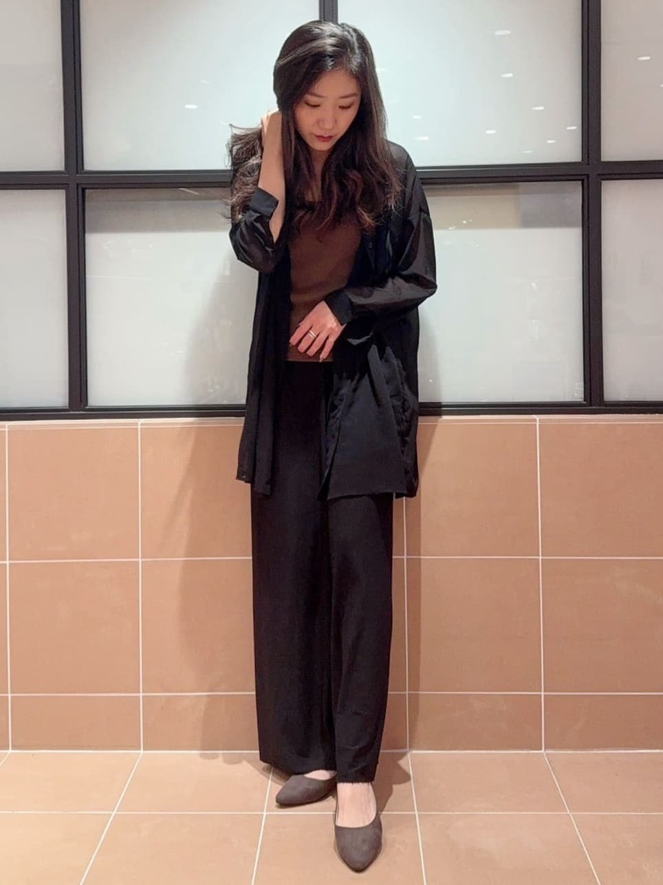 kaoriさんの「ESPERANZA｜《定番》晴雨兼用クッションフラットパンプス」を使ったコーディネート