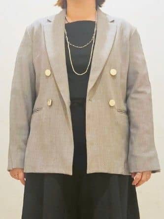 okayuさんの「THE SHOP TK｜【今羽織るなら】ダブルブレストジャケット【セットアップ可/洗える】」を使ったコーディネート