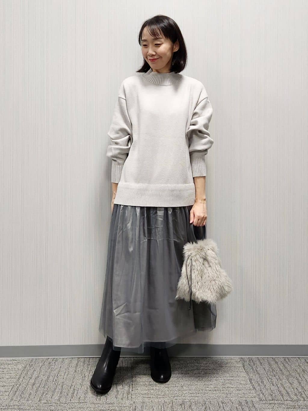 naraさんの「Dessin｜【洗える】ニットチュールドッキングワンピース」を使ったコーディネート