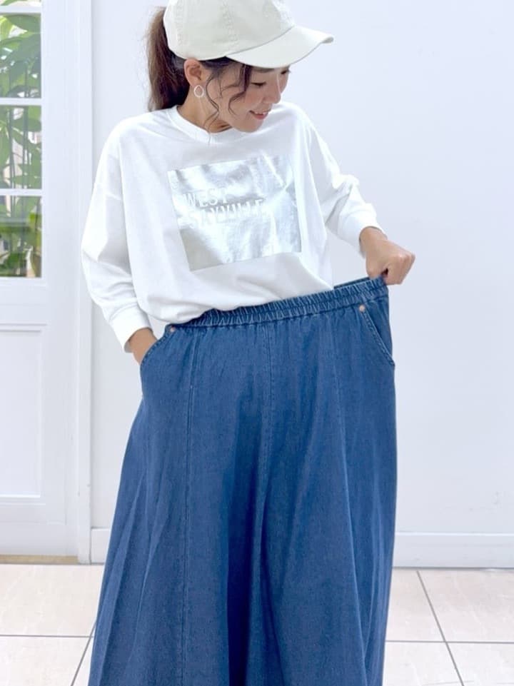 Osawaさんの「Dessin｜【洗える】箔プリントロングTシャツ」を使ったコーディネート