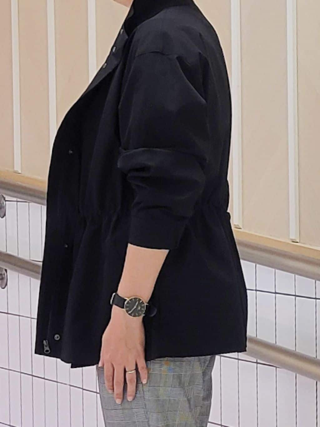 tomoさんの「COUP DE CHANCE｜【手洗い可／裏地なし／ウエスト絞り可】スタンド衿ブルゾン」を使ったコーディネート