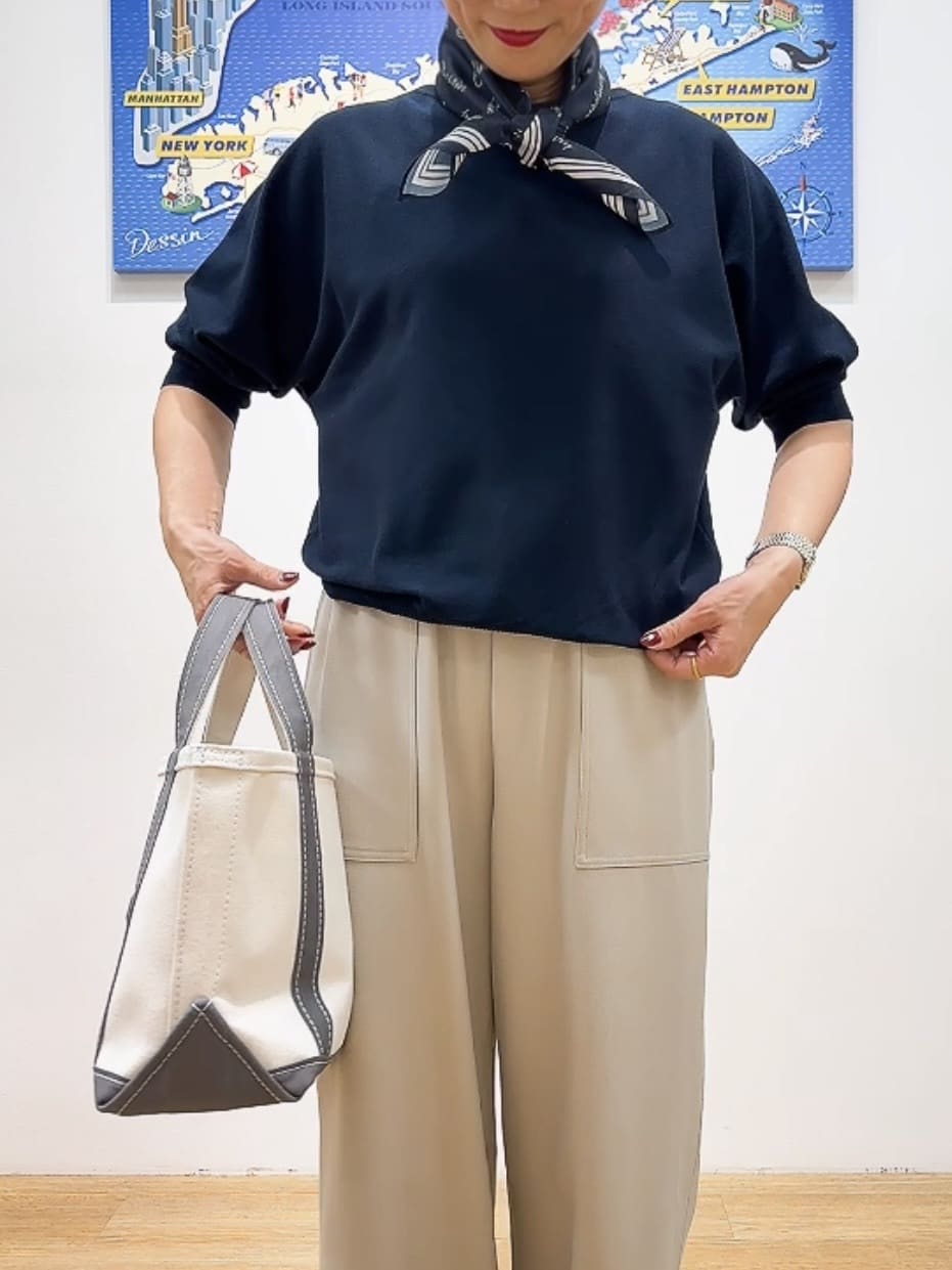 Yasucoさんの「Dessin｜【洗える】後ろボタンニットプルオーバー七分袖」を使ったコーディネート