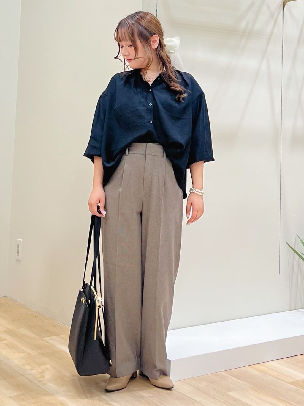 みことさんの「grove｜【洗える】毎日履きたいチェックワイドパンツ」を使ったコーディネート